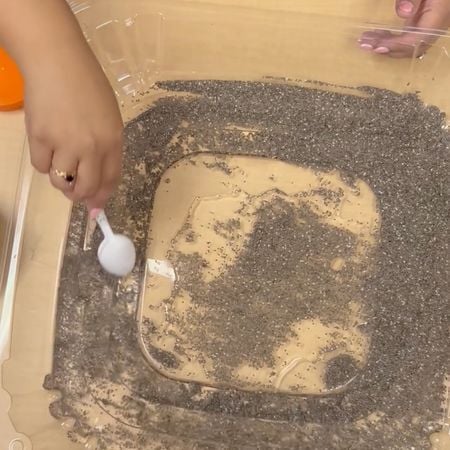 mixing the water and chia seeds together