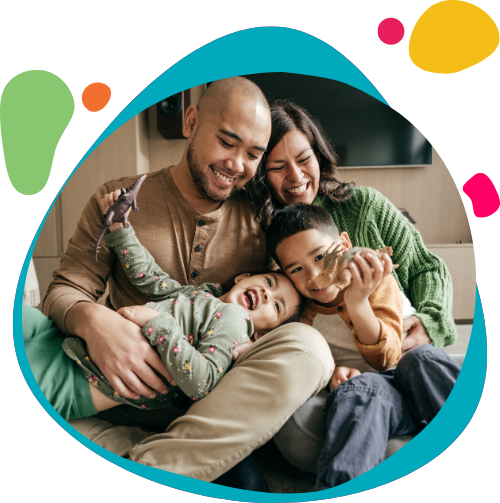 Diverse family with young children