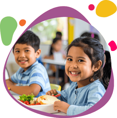 Preschool children eating lunch